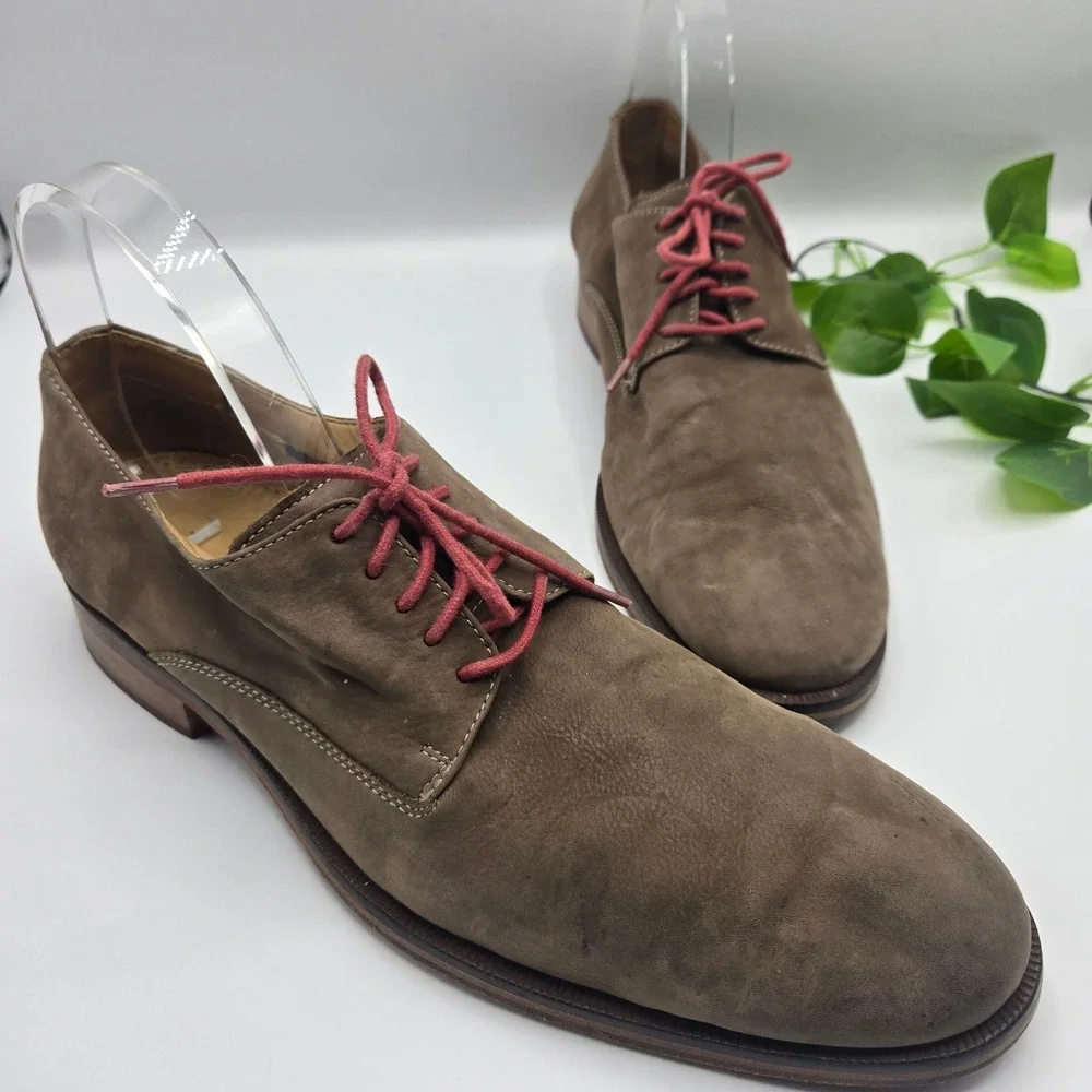 Cole Haan Derby Brown Nubuck Red Lace Up Oxford MENS 10.5 Casual Office Wear